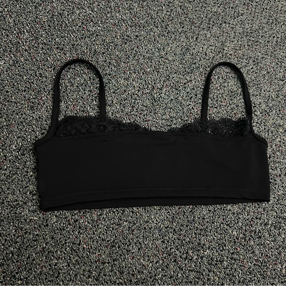 SHEIN Black Bra Basic Bralette Lace Peak-A-Boo Trim Top Shirt Adjustable Strap - Picture 8 of 15
